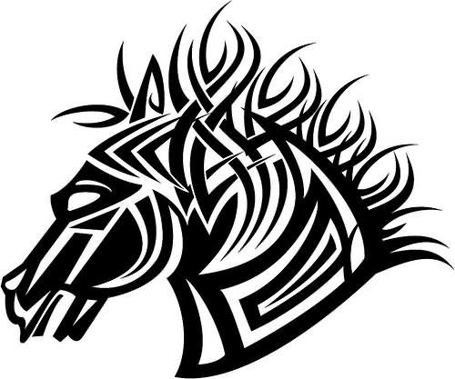 Horse Black Head Tattoo Design
