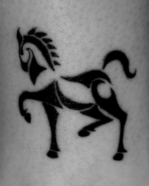 Beautiful Black Tribal Horse Tattoo
