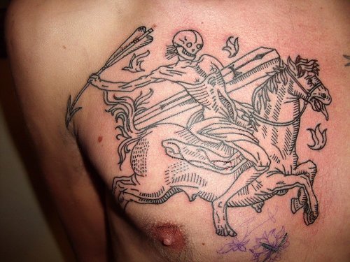 Warrior Horse Tattoo On Man Chest