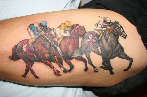Colored Horse Tattoos On Muscles