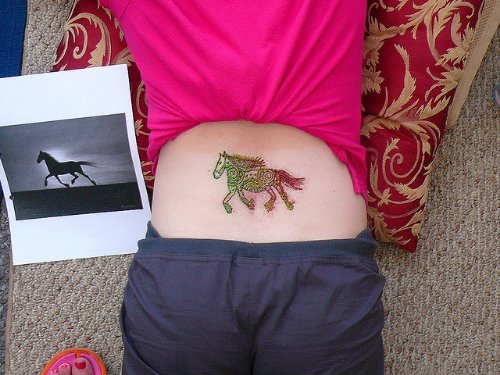 Colored Horse Tattoo For Girls