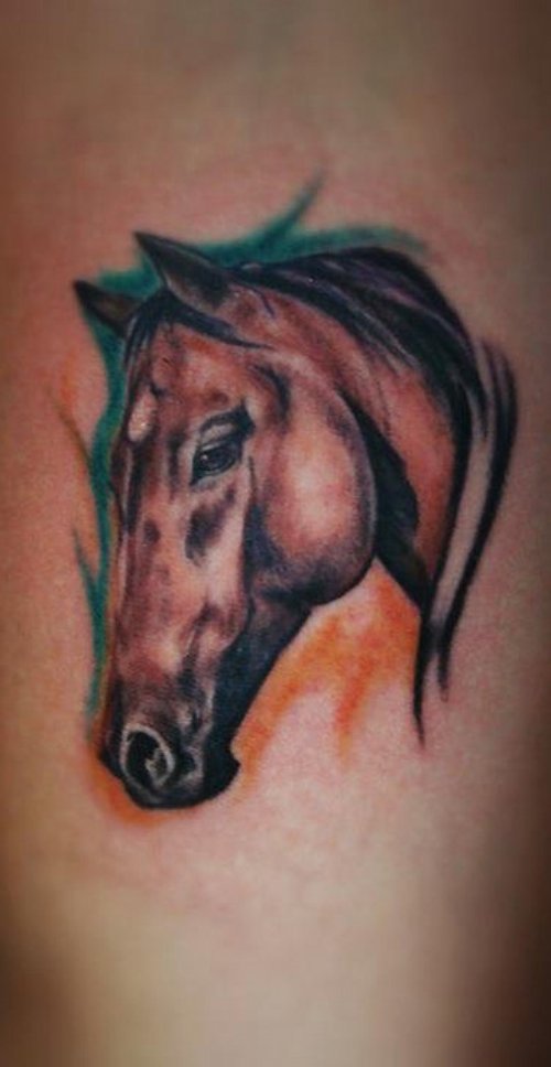 Brown Horse Head Tattoo