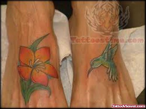 Small Hummingbird Foot Tattoo