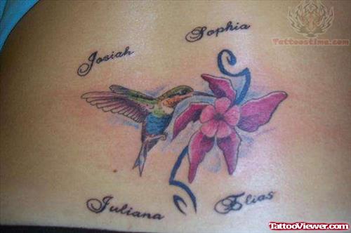 Beautiful Flower And Hummingbird Tattoo