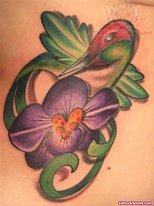 Hummingbird Colored Ink Tattoo