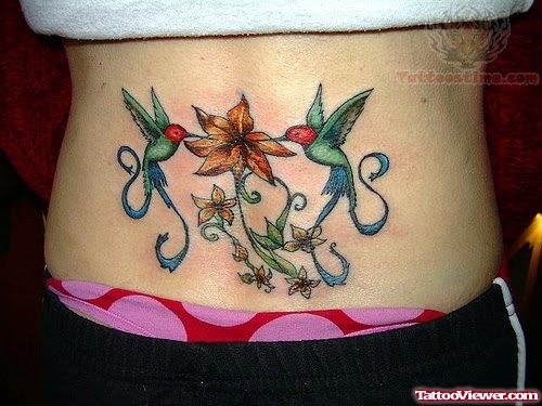 Hummingbird Tattoos On Lower Waist