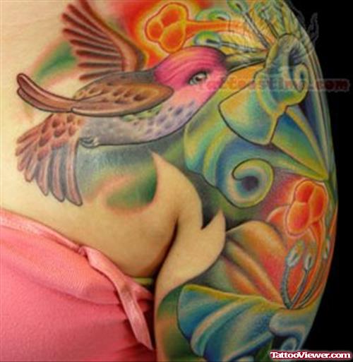 Green Ink Hummingbird Tattoo