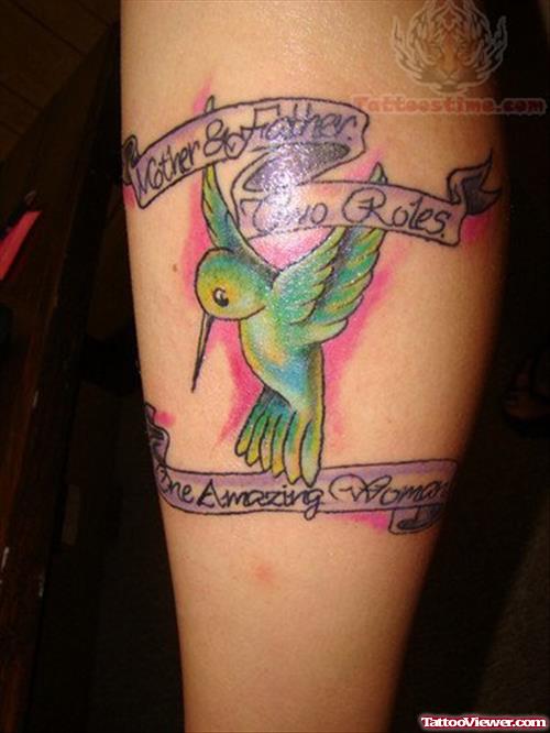 Hummingbird And Banner Tattoo