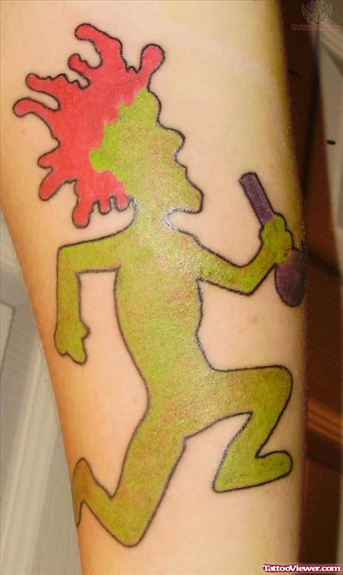 Green And Red Ink Icp Tattoo