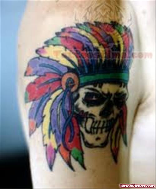 Color Ink Feather Indian Tattoo