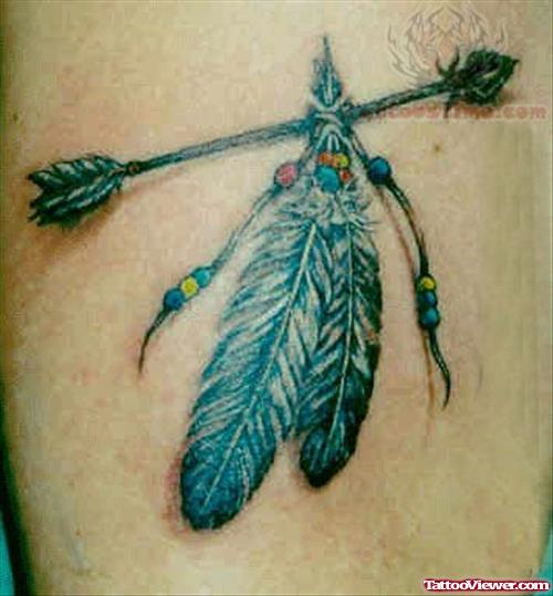 Amazing Indian Feather Tattoo