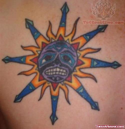 Indian Flaming Sun Tattoo