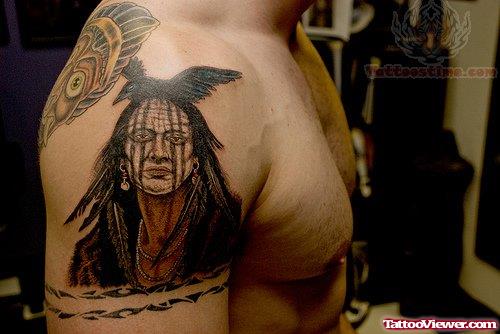Indian Native Tattoo On Shoulder