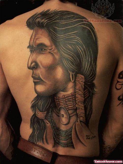 Large Indian Tattoo On Back Body