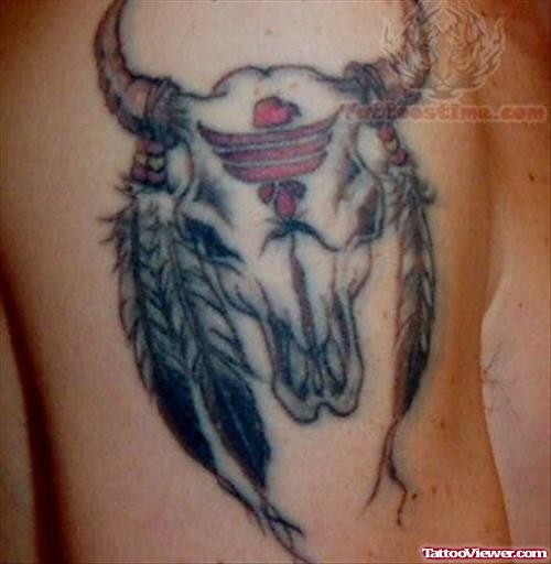 Buffalo Skull Indian Tattoo