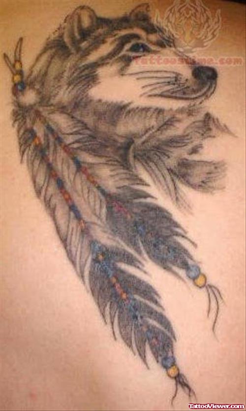 Indian Wolf Feather Tattoo