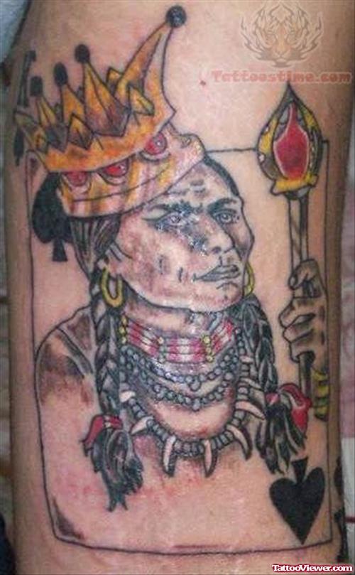 Native Indian Card Tattoo