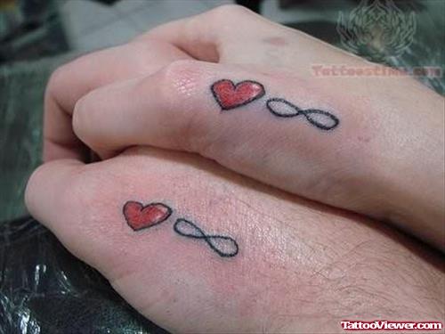 Red Heart And Infinity Symbol Tattoo