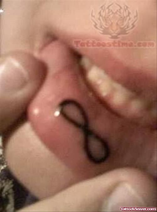 Infinity Symbol Tattoo On Lip