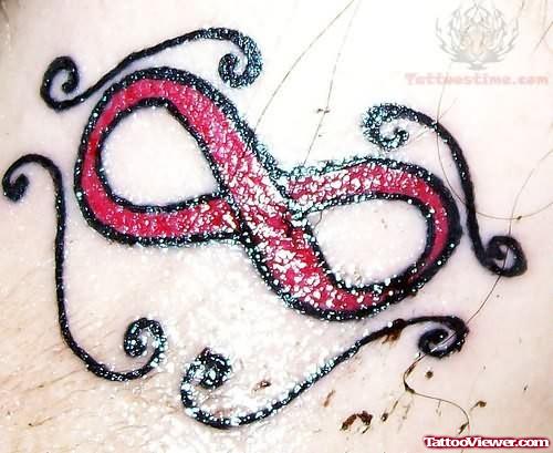 Red Ink Infinity Symbol Tattoo