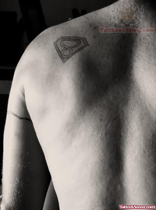 Infinity Symbol And Superman Tattoo On Back