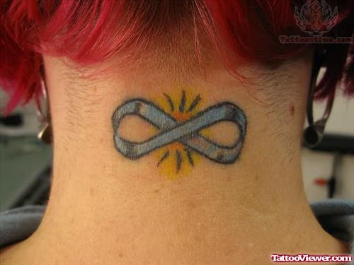 Charming Infinity Symbol Tattoo On Back Neck