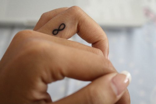 Black Ink Infinity Tattoo On Finger