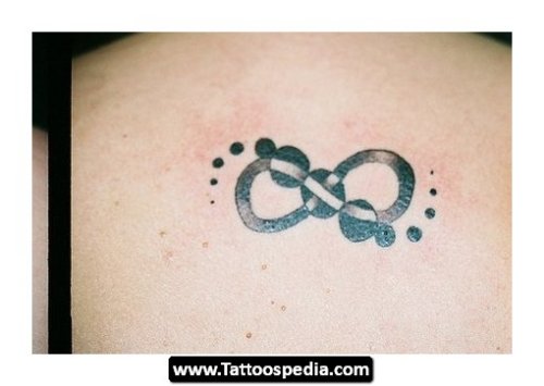 Grey Ink Infinity Tattoo On Back