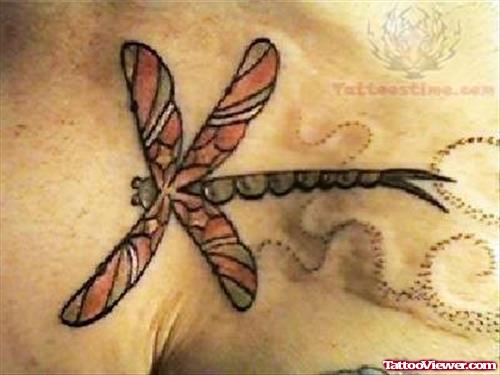 Dragonfly Insect Tattoo On Shoulder