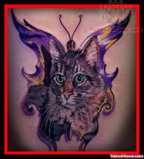Cat Butterfly Tattoo