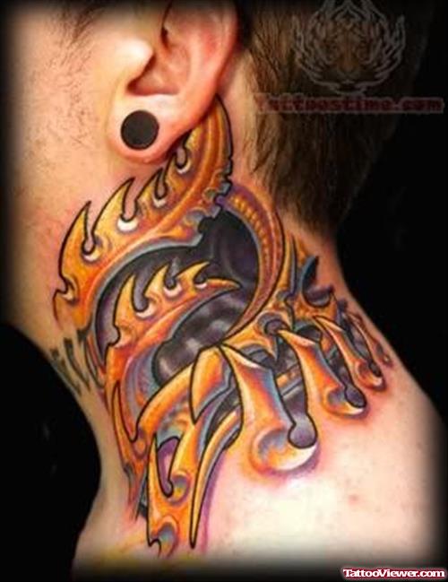 Neck Insect Tattoo