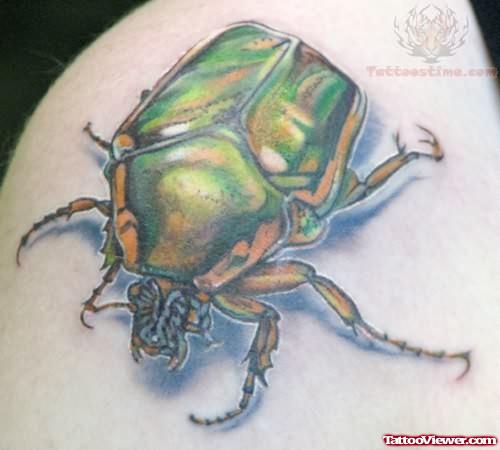 Green Ink Insect Tattoo Art