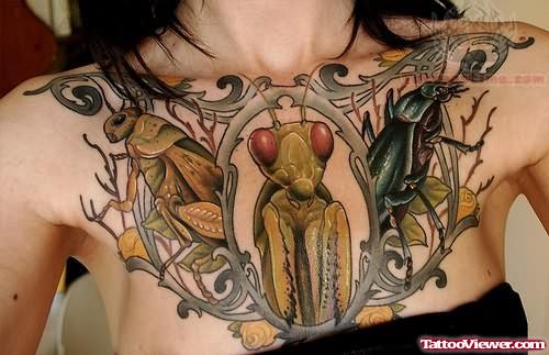 Awesome Insect Tattoo On Chest