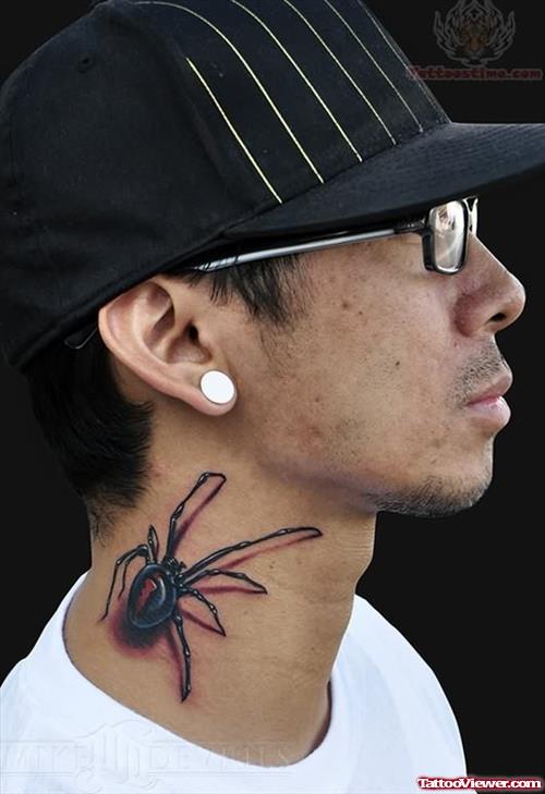 Spider Insect Tattoo On Neck