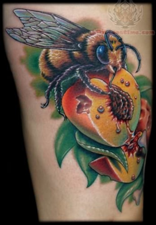 Coloured Bee Tattoos