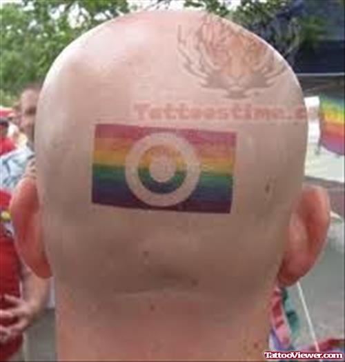 International Flag Tattoo On Back Head