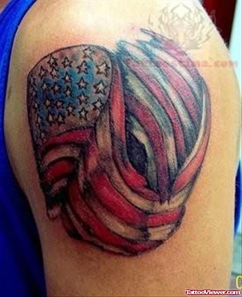 American Flag Tattoo Design On Shoulder