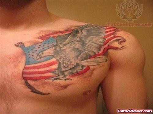 Awesome American Flag Tattoo On Chest