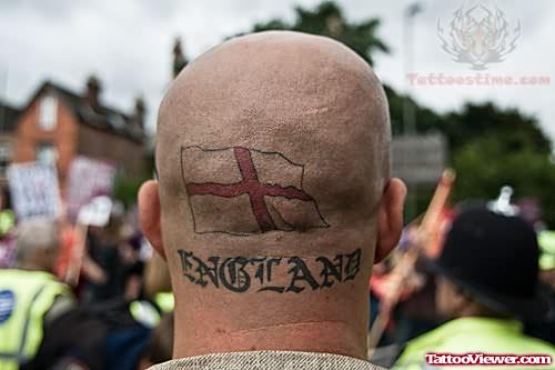 England Flag Tattoo On Head