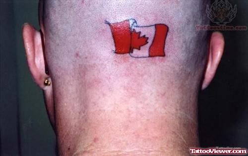 Canadian Flag Tattoo On Back Head