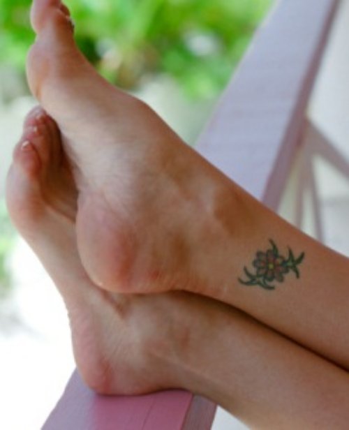 Iris Flower Tattoo On Ankle