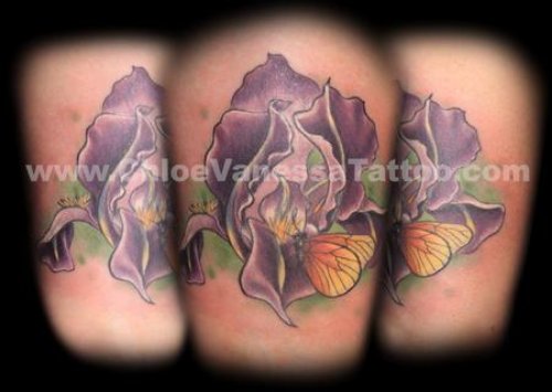 Color Iris Tattoo On Shoulder