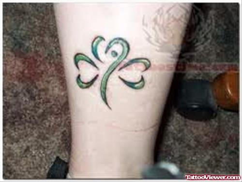 Irish Leaf Tattoo On Leg