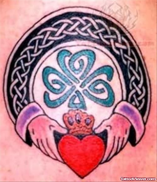 Irish Claddagh & Heart Tattoo