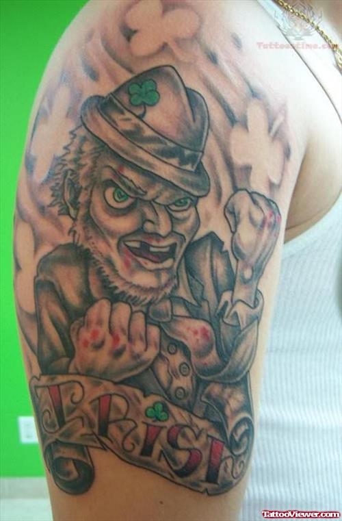 Irish Man Tattoo On Shoulder