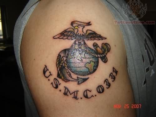 USMC Irish Tattoo On SHoulder