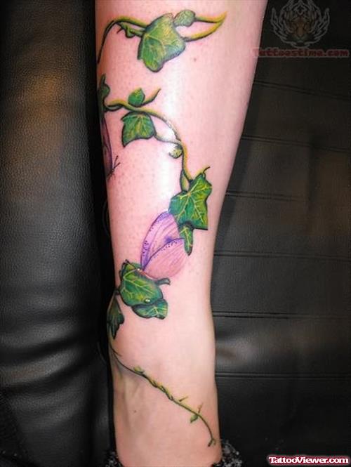 Butterfly Ivy Vine Tattoo