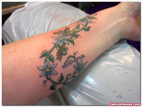 Ivy Flower Tattoo Design On Arm