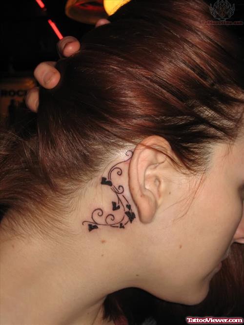 Ivy Tattoo Behind Ear