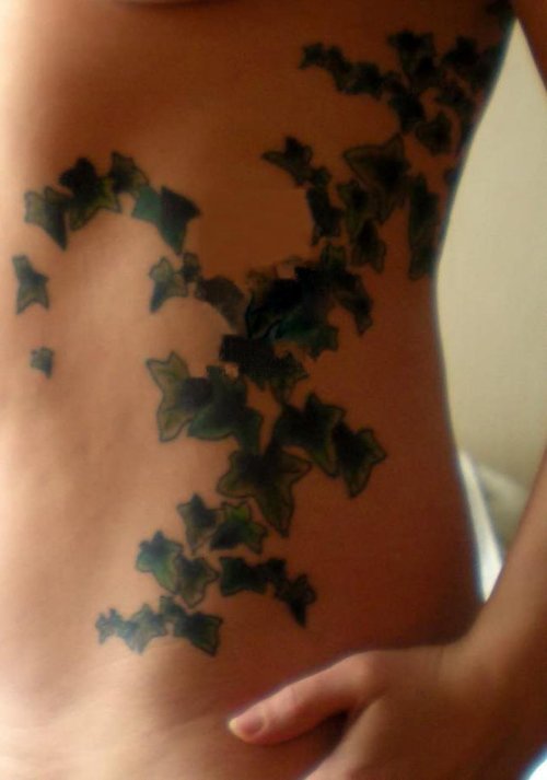 Ivy Tattoo On Side Rib
